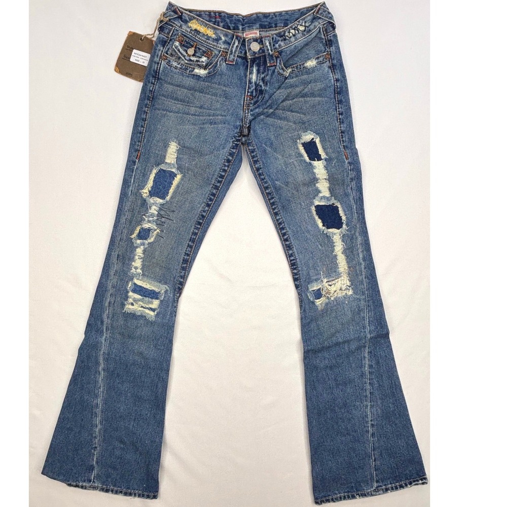 True Religion Vintage 2004 Twisted Destroyed Flare size 25 NWT ( RARE )